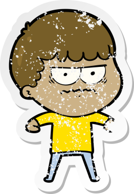 Bir insan tarafından çizilmiş sıkıntılı bir karikatür çıkartması.