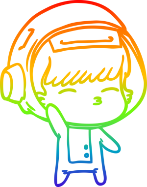 Gökkuşağı gradyan çizimi, bir insan tarafından çizilen meraklı astronot çizimi.