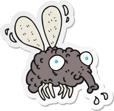 Bir insan tarafından çizilmiş bir sineğin çıkartması.