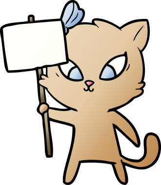 Bir insan tarafından çizilmiş çizgi film kedisi.