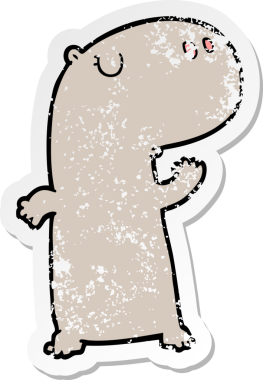 Bir insan tarafından çizilmiş karikatür hipopotam yapıştırması.