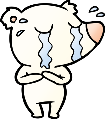 Bir insan tarafından çizilmiş ağlayan kutup ayısı çizgi filmi