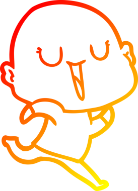 Bir insan tarafından çizilmiş mutlu, kel bir adamın sıcak çizgi çizimi.