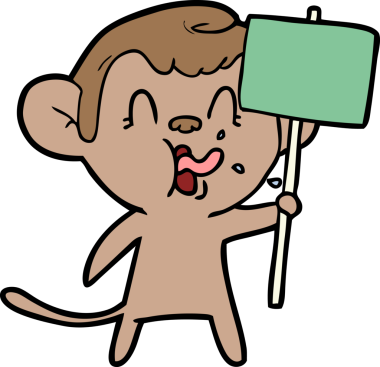 Bir insan tarafından çizilmiş işaretli çılgın çizgi film maymunu