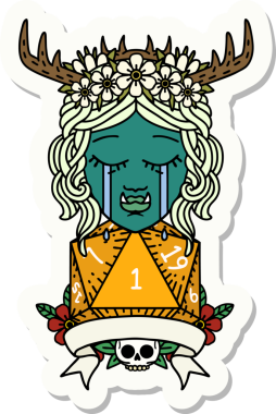 Ağlayan bir Ork Druid karakterinin çıkartması. Bir insan tarafından çizilmiş doğal bir rulo.