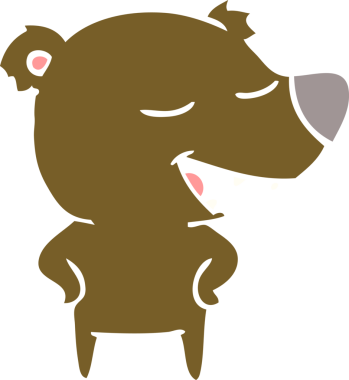 Bir insan tarafından çizilmiş düz renkli çizgi film ayısı