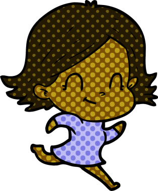 Bir insan tarafından çizilmiş karikatür dostu kız.