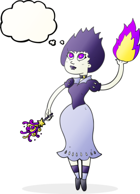 Serbest çizim düşünce baloncuğu vampir kız bir insan tarafından çizilmiş ateş topu