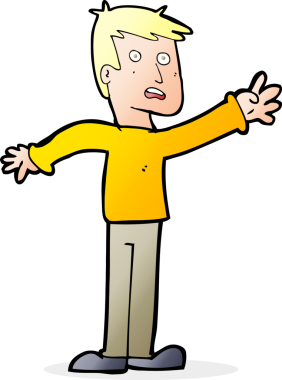 Çizgi filmdeki endişeli adam bir insan tarafından çiziliyor.