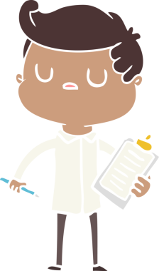 Bir insan tarafından çizilmiş düz renk çizgi film karakteri