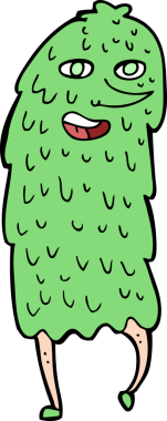 Bir insan tarafından çizilmiş çizgi film canavarı.