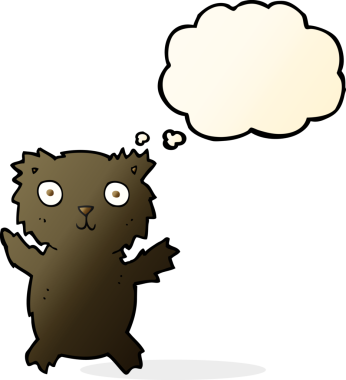 Bir insan tarafından çizilmiş düşünce baloncuklu kara ayı.