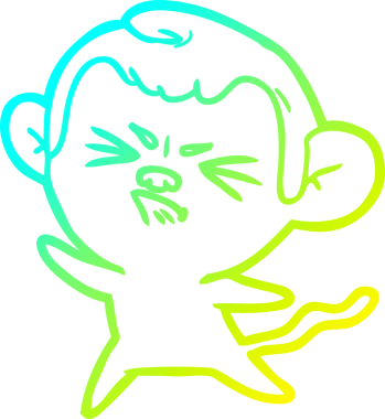 Bir insan tarafından çizilmiş kızgın bir maymunun soğuk çizgi çizimi.