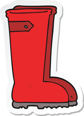 Bir insan tarafından çizilmiş Wellington çizmelerinin çıkartması.