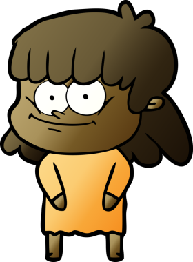 Bir insan tarafından çizilmiş gülümseyen bir kadın.