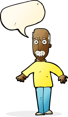 Bir insan tarafından çizilen konuşma baloncuğuyla yaşlı bir adamı sinirlendiren çizgi film.