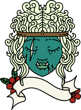 Retro Dövme Tarzı Ork Barbar karakter yüzü Bir insan tarafından çizilmiş