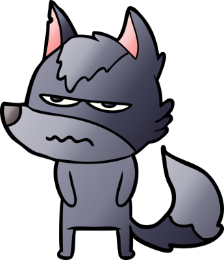 Bir insan tarafından çizilmiş rahatsız kurt çizgi filmi.