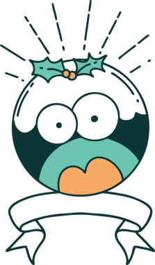 Dövme stili parşömen bir insan tarafından çizilmiş noel pudingini şok etti.