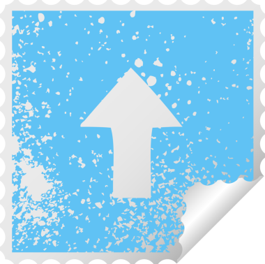 Bir insan tarafından çizilmiş işaretli okun kare soyma etiketi.