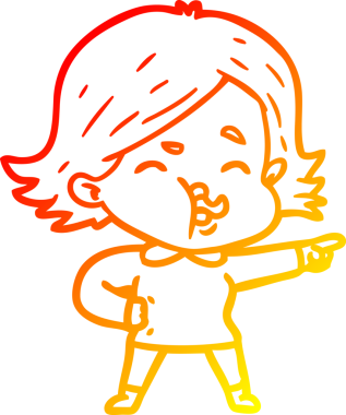 Bir insan tarafından çizilmiş bir çizgi film kızının sıcak çizgi çizimi.