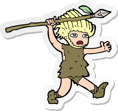 Bir insan tarafından çizilmiş bir mağara adamının çıkartması.