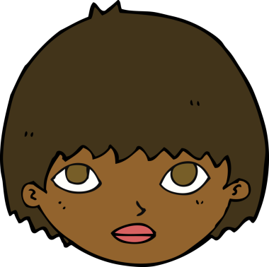 Bir insan tarafından çizilmiş çizgi film kızı.