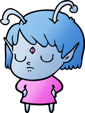 Bir insan tarafından çizilmiş uzaylı kız.