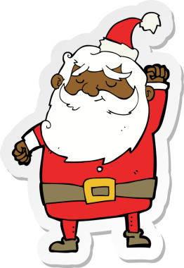 Bir insan tarafından çizilmiş havayı yumruklayan Noel Baba çizgi filminin çıkartması.