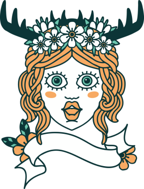 Bir insan tarafından çizilmiş Retro Dövme Tarzı İnsan Druidi