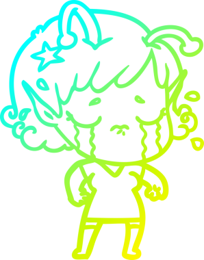 Bir insan tarafından çizilmiş ağlayan uzaylı kız çizgi filmi.