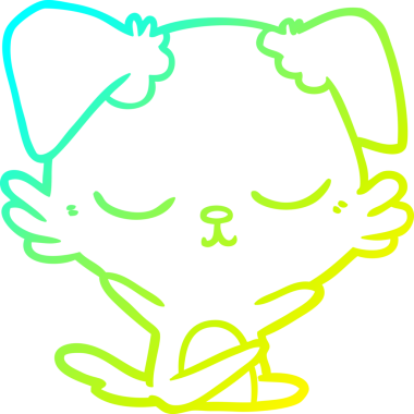 Bir insan tarafından çizilmiş şirin bir çizgi köpeğin soğuk gradyan çizgisi.