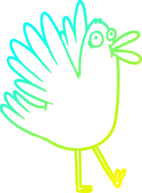 Bir insan tarafından çizilmiş soğuk çizgi çizgi film kuşunun ciyaklaması