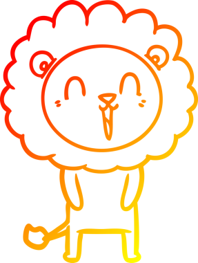 Bir insan tarafından çizilmiş gülen aslan karikatürü.