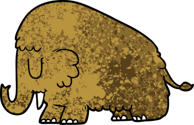 Bir insan tarafından çizilmiş mamut çizgi filmi.