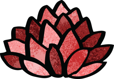 Bir insan tarafından çizilmiş karalama çiçekli nilüfer çiçeği.