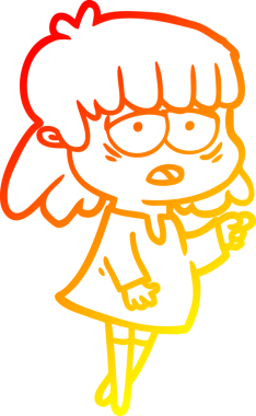 Bir insan tarafından çizilmiş, karikatür çizen, yorgun bir kadın.