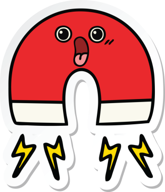 Bir insan tarafından çizilmiş şirin bir çizgi film mıknatısı etiketi.