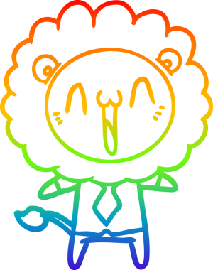 gökkuşağı gradyanı çizimi bir insan tarafından çizilmiş mutlu bir karikatür aslanı