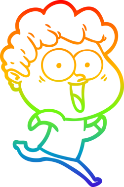 gökkuşağı gradyanı çizimi bir insan tarafından çizilmiş heyecanlı bir adam karikatürü