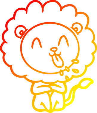 Bir insan tarafından çizilmiş mutlu çizgi film aslanının sıcak çizgi çizimi