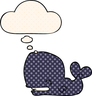 Çizgi roman tarzında bir insan tarafından çizilmiş düşünce balinası.