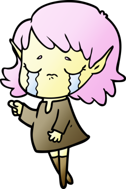 Bir insan tarafından çizilmiş ağlayan elf kızı.