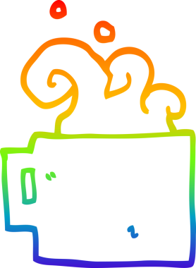 gökkuşağı gradyan çizgisi bir insan tarafından çizilmiş sıcak kahve fincanı