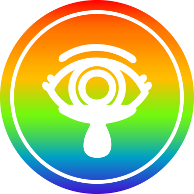 Gökkuşağı gradyan bir insan tarafından çizilmiş mistik göz ağlayan kan dairesel ikonu