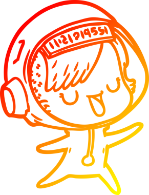 Bir insan tarafından çizilmiş bir astronot kadın çizgi çizimi.