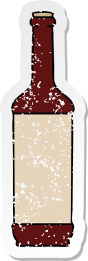 İnsan eliyle çizilmiş garip bir şarap şişesinin sıkıntılı çıkartması.