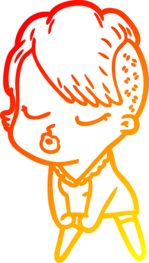 Bir insan tarafından çizilmiş güzel hippi bir çizgi film çizimi.