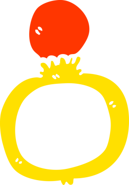 Bir insan tarafından çizilmiş düz renk çizim nişan yüzüğü.