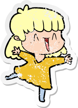 Bir insan tarafından çizilmiş karikatür bir kadının sıkıntılı çıkartması.